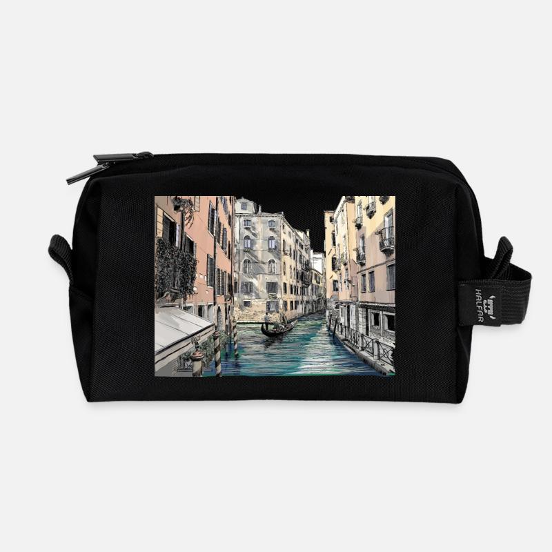 Venedig - Recycelte Kulturtasche - Schwarz
