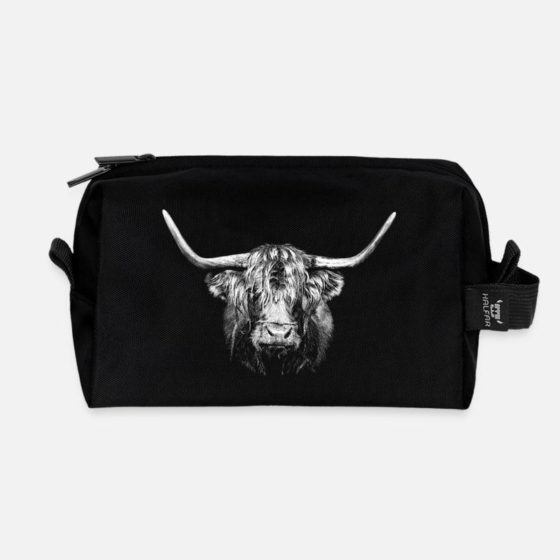 Stier - Recycelte Kulturtasche - Schwarz