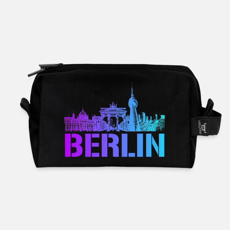 Berlin Skyline mit Berliner Wahrzeichen - Recycelte Kulturtasche - Schwarz