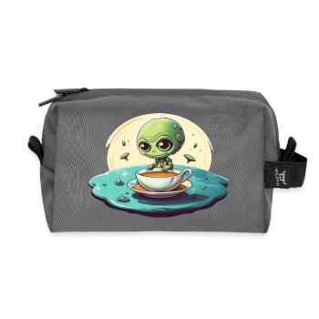 Green Alien Coffee Coffee Drinker - Recycled Toiletry Zip Bag - anthracite - Front