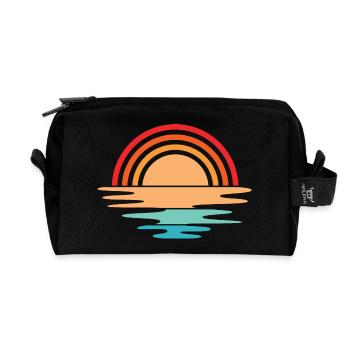 Coucher de soleil rétro vintage icône soleil design - Trousse de toilette en tissu recyclé - noir - Devant