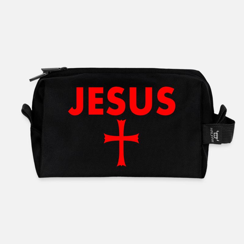jesus kreuz - Recycelte Kulturtasche - Schwarz