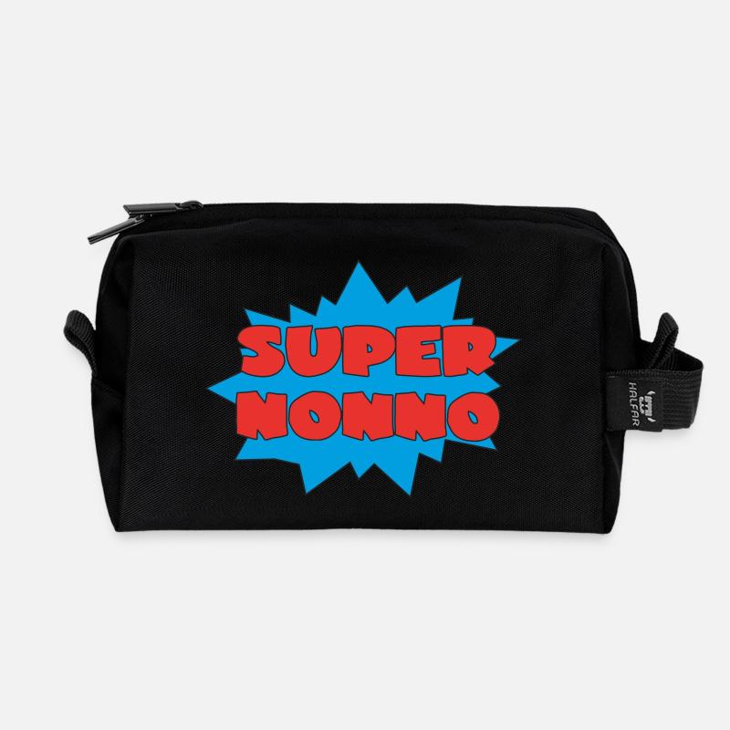 SUPER NONNO - Recycled Toiletry Zip Bag - black