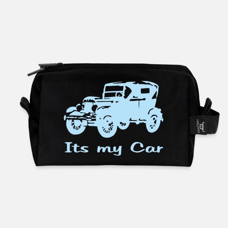 Oldtimer motiv mit Schrift - Recycelte Kulturtasche - Schwarz