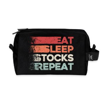 Manger, dormir, stocker, répéter - Trousse de toilette en tissu recyclé - noir - Devant