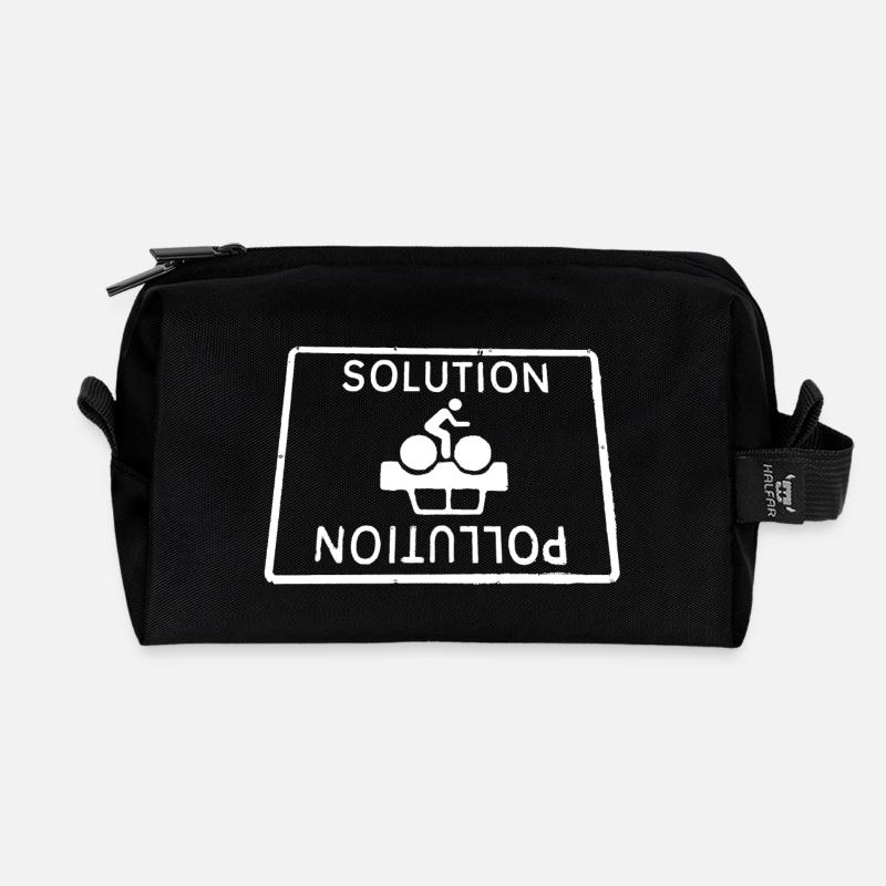 to pollution, solution - Recycled Toiletry Zip Bag - black