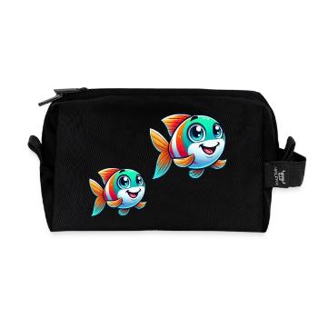 Bande dessinée de poisson - Trousse de toilette en tissu recyclé - noir - Devant