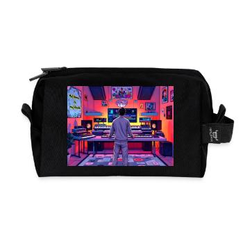 My Home is My Studio No.11 - Recycled Toiletry Zip Bag - black - Front