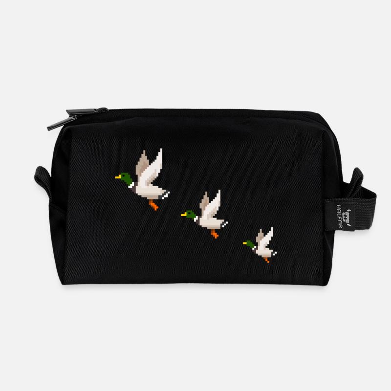 Flying Ducks - Recycled Toiletry Zip Bag - black