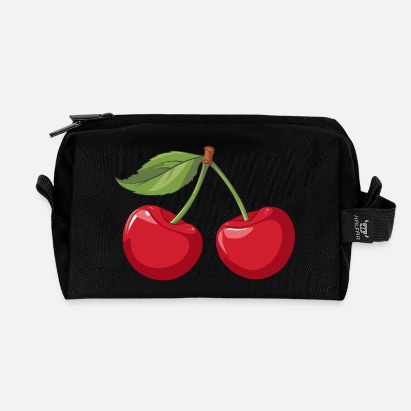 Lebendige Kirsche Illustration - Recycelte Kulturtasche - Schwarz