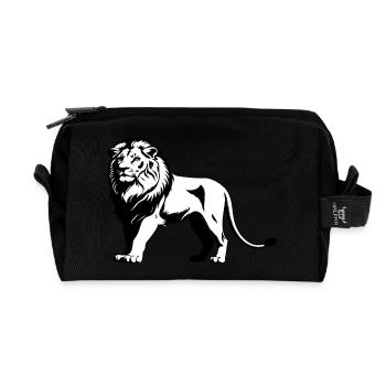 Lion - Cute Wildcat Design - Recycled Toiletry Zip Bag - black - Front