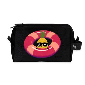 Happy Ananas - Recycelte Kulturtasche - Schwarz - Vorne