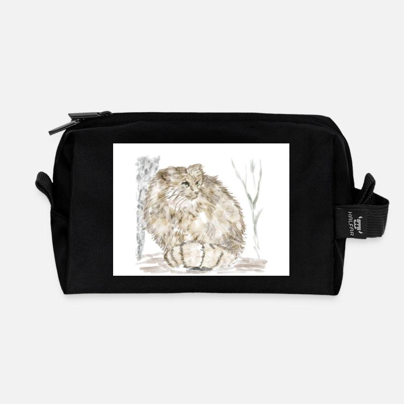 Manul-Wildkatze - Recycelte Kulturtasche - Schwarz
