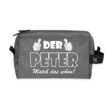 Der Peter match das schon - Recycelte Kulturtasche - Anthrazit - Vorne