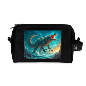 Cipactli, monstre de création aztèque de primordial - Trousse de toilette en tissu recyclé - noir - Devant