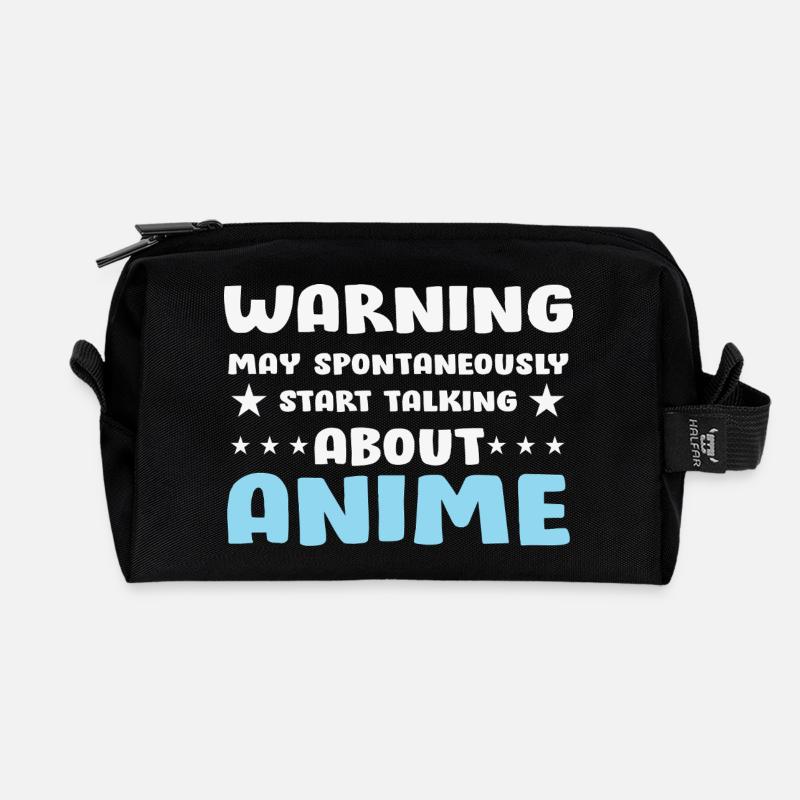 Anime Gesprächs-Warnung Spruch Shirt - Recycelte Kulturtasche - Schwarz