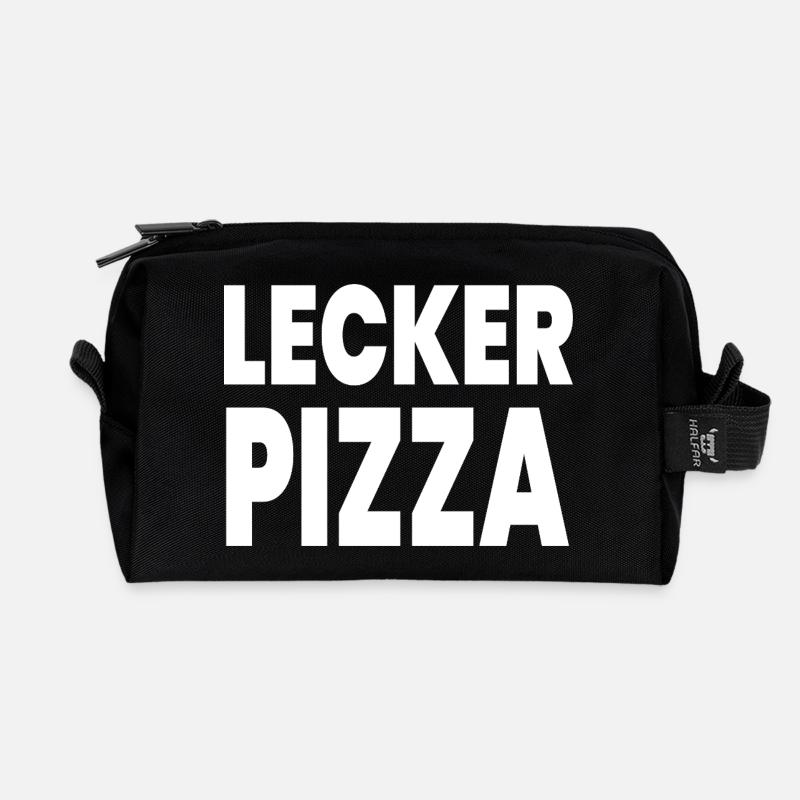 Pizza - Recycelte Kulturtasche - Schwarz
