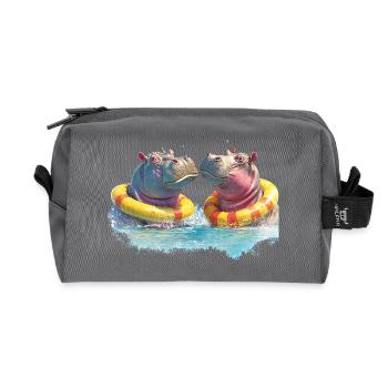 Doppelte Hippo Badespaß - Recycelte Kulturtasche - Anthrazit - Vorne