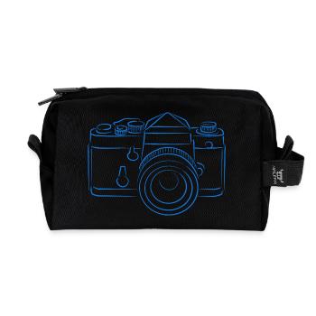 Kamera blau - Recycelte Kulturtasche - Schwarz - Vorne