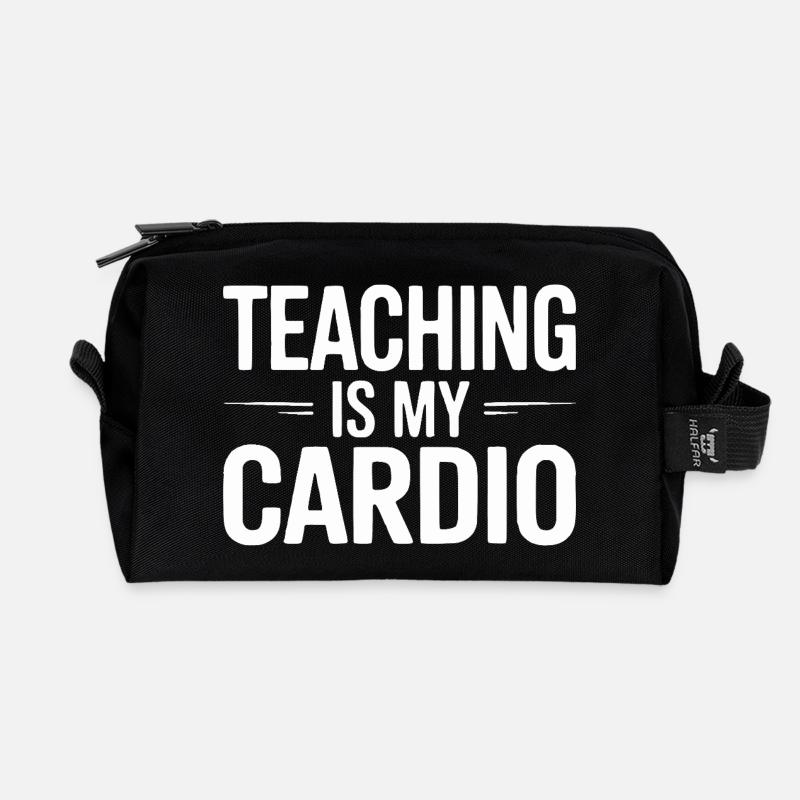 Teaching Is My Cardio Lehrer Humor Design - Recycelte Kulturtasche - Schwarz