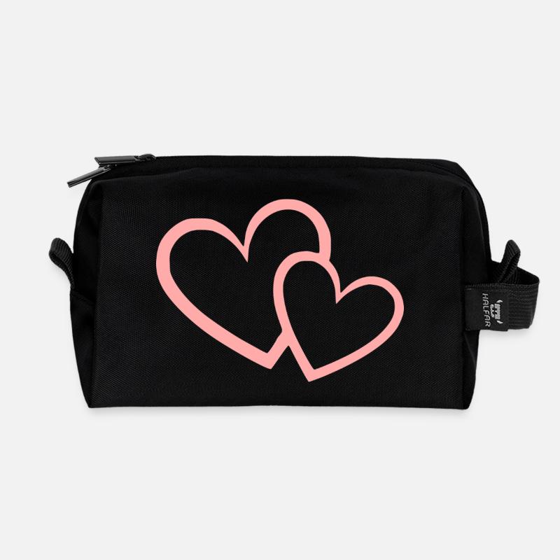 Valentinstag Pink Heart, Valentinstag - Recycelte Kulturtasche - Schwarz