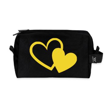 yellow heart yellow gift Valentine's Day - Recycled Toiletry Zip Bag - black - Front