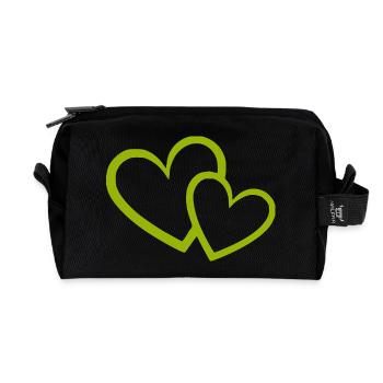 Cœur vert motif de cœurs verts - Trousse de toilette en tissu recyclé - noir - Devant
