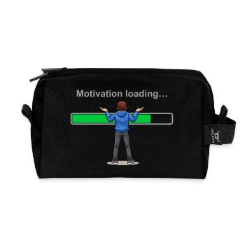 Motivationslade... Bitte warten Sie - Recycelte Kulturtasche - Schwarz - Vorne