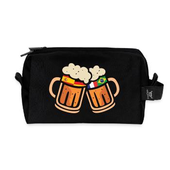 Drapeaux de bière pour la Coupe du Monde avec l’Espagne et l’Allemagne - Trousse de toilette en tissu recyclé - noir - Devant