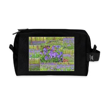 Purple Forest Wild Hyacinth Collage - Recycled Toiletry Zip Bag - black - Front