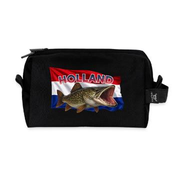 Hecht Angeln Holland - Polder Fischen - Recycelte Kulturtasche - Schwarz - Vorne