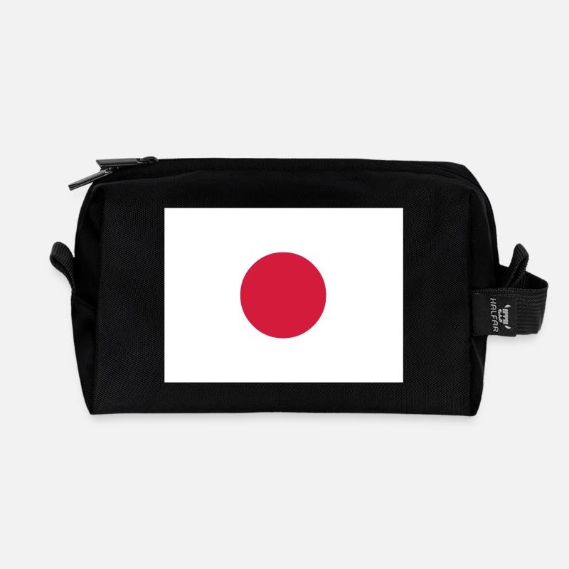 Japanese Flag - Recycled Toiletry Zip Bag - black