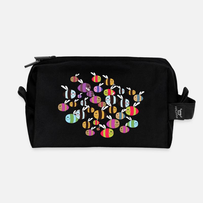 Bienenschwarm bunt - Recycelte Kulturtasche - Schwarz