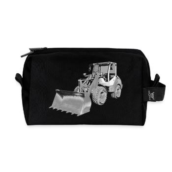 wheel loader - Recycled Toiletry Zip Bag - black - Front