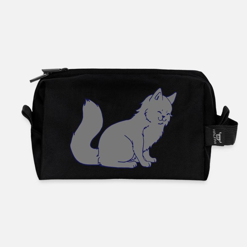 cat - Recycelte Kulturtasche - Schwarz
