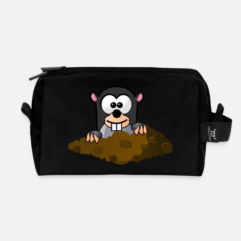 Maulwurf - Recycelte Kulturtasche - Schwarz
