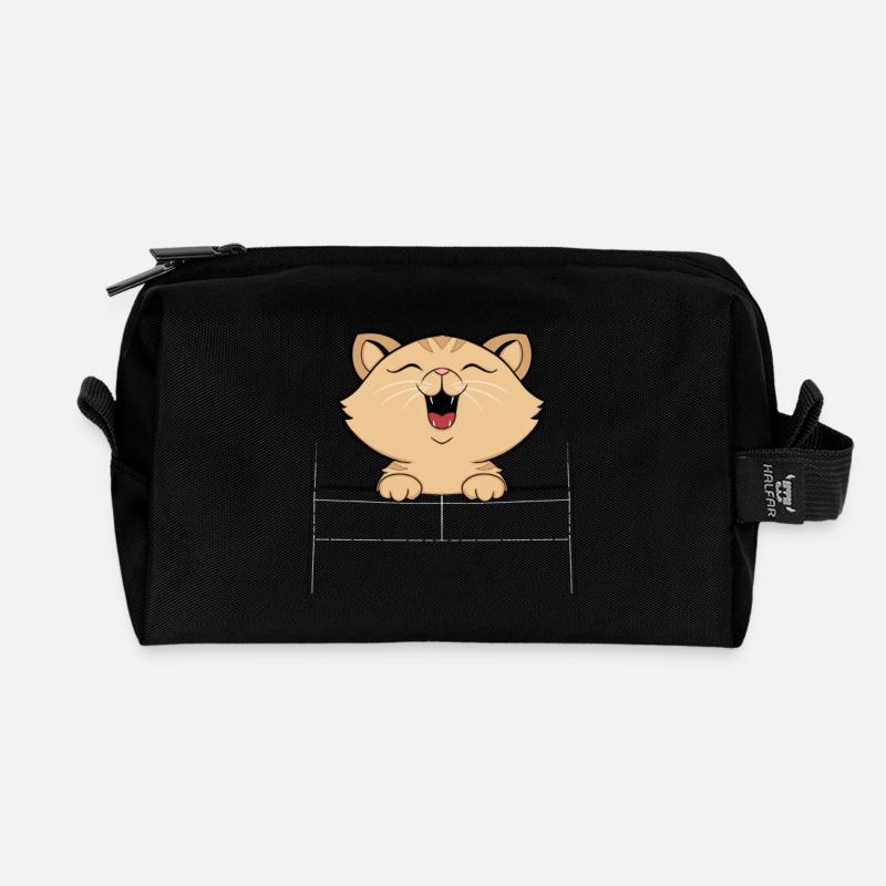 Katze - Recycelte Kulturtasche - Schwarz