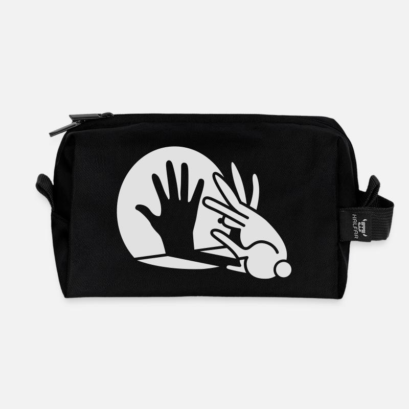 hand shadow rabbit glow in the dark - Recycled Toiletry Zip Bag - black