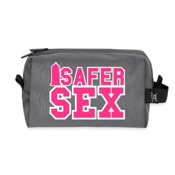 Safer Sex / Kondom / Condom / HIV / AIDS 2c - Recycelte Kulturtasche - Anthrazit - Vorne