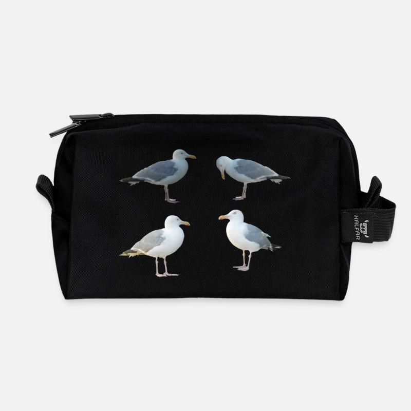 Möwen - Recycelte Kulturtasche - Schwarz