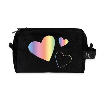 Rainbow Hearts - Recycled Toiletry Zip Bag - black - Front