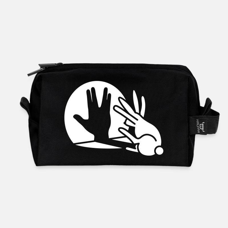 Kaninche Schatten Hand Vulkanischer Gruß trekkie - Recycelte Kulturtasche - Schwarz