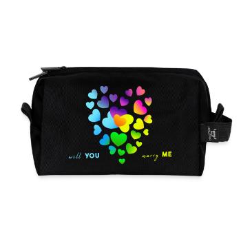 marry wedding engagement - Recycled Toiletry Zip Bag - black - Front