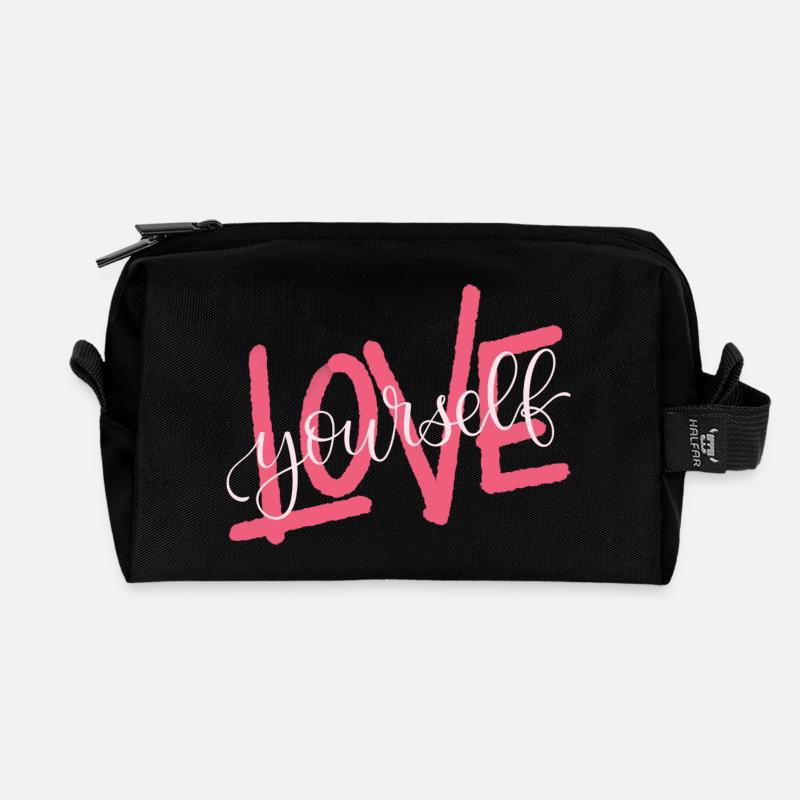 LOVE yourself - Recycelte Kulturtasche - Schwarz