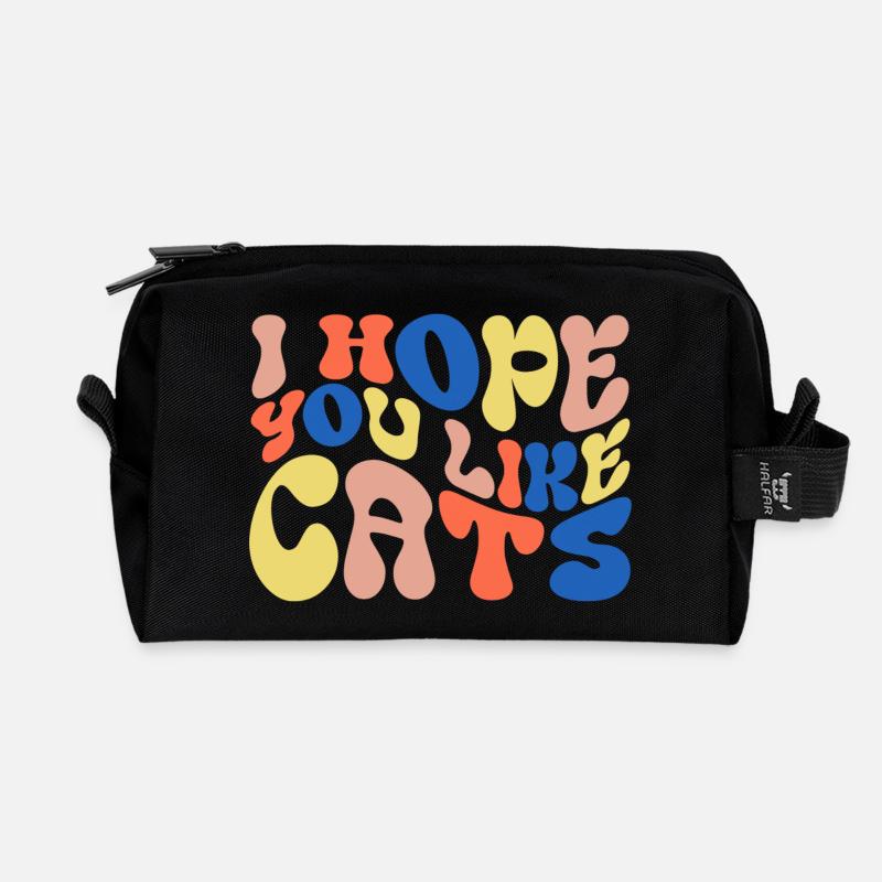 Ich hoffe, du magst Katzen - Recycelte Kulturtasche - Schwarz