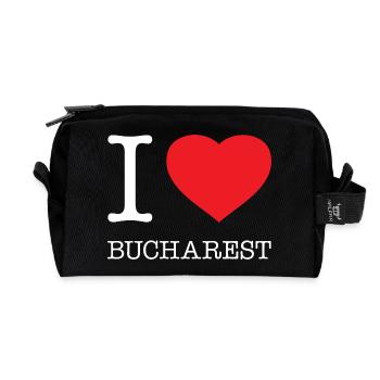 I LOVE BUCHAREST Bukarest Romania Rumänien - Recycled Toiletry Zip Bag - black - Front