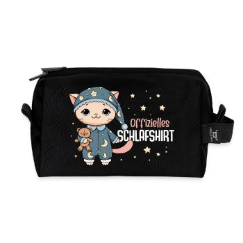 Offizielles Schlafshirt Katze Schlafanzug Pyjama - Recycelte Kulturtasche - Schwarz - Vorne