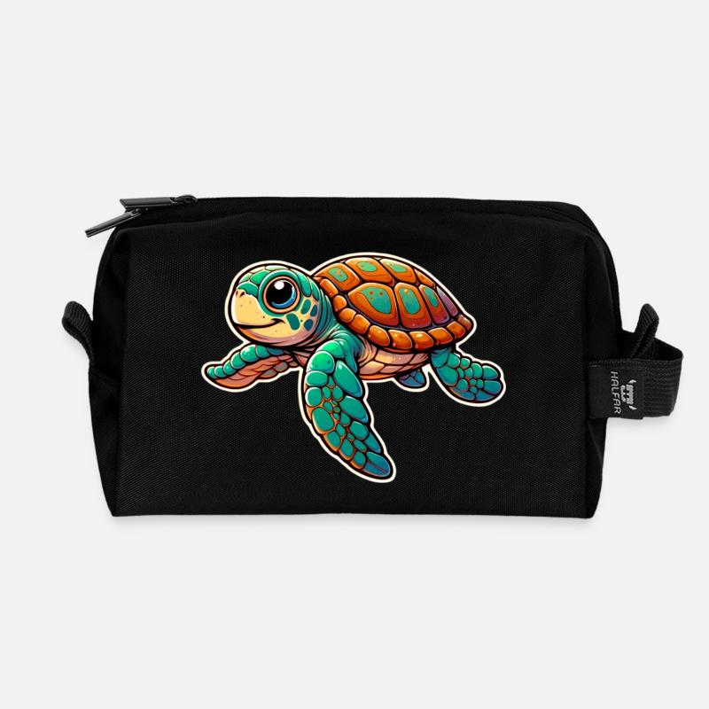 Schildkröte - Recycelte Kulturtasche - Schwarz