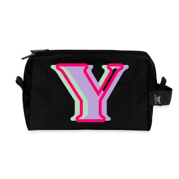 Multicoloured letter y - Recycled Toiletry Zip Bag - black - Front