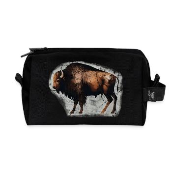 Bison Buffalo Bison Cave Painting - Recycled Toiletry Zip Bag - black - Front